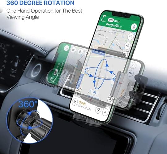 Miracase Phone Holders for Your Car with Metal Hook Clip, Air Vent Cell Phone Car Mount, Hands Free Universal Automobile Cradle Fit for iPhone Android and All Smartphones, Classic Black thumbnail 4