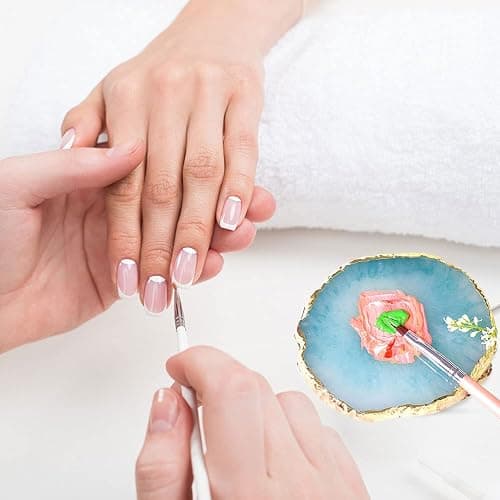2 Pieces Resin Nail Art Palette, Nail Art Painting Gel Palette Gold Edge Color Makeup Display Board Nail Art Display Cosmetic Mixing Tools - White and Blue thumbnail 6