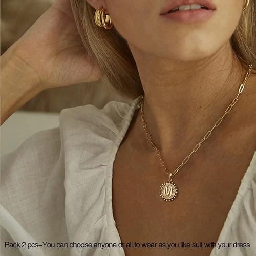 Ursteel Layered Initial Necklaces for Women, 14K-Gold-Plated Dainty Layering Paperclip Chain Necklaces for Women Jewelry thumbnail 4