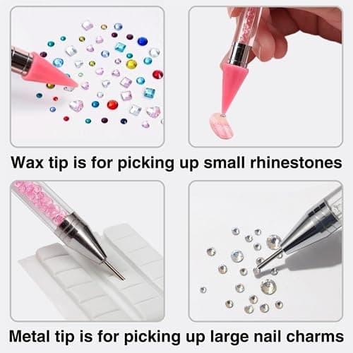 2 Pack Rhinestone Picker Tool Dotting Pen with Tweezer, Wax Pencil for Rhinestones, Gem Picker Pen Diamond Jewel Applicator, Rhinestone Tools Kit for Bedazzling DIY Nail Art | DIY Nail Art, Rhinestone Tool, for Rhinestones, Gem Jewel Applicator, for Crafting, Bedazzling thumbnail 3