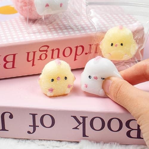 4pcs Mini Taba Squishies Squichy Chick Toy Party Favors for Kids, Squishy Fidget Toys Small Chick White/Yellow Squeeze Toy for Stress Relief Suitable for Adults thumbnail 5