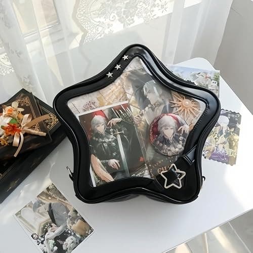 Vobomo Kawaii Ita Bag Backpack Star Pins Display Crossbody Bag with Insert Y2k Aesthetic Cute Handbag for Anime Comic Con (Black) thumbnail 2