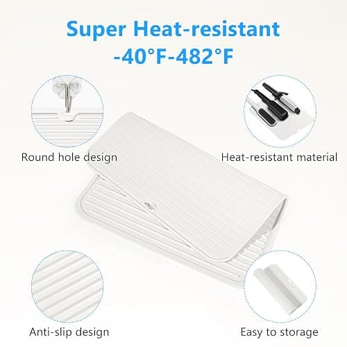 Quccefods Heat Resistant Mat Large Silicone Hot Hair Tools Mat for Curling Irons Flat Iron Hair Straightener Vanity Mat Portable Hair Styling Tools Hot Pad 14.2"*11" thumbnail 2