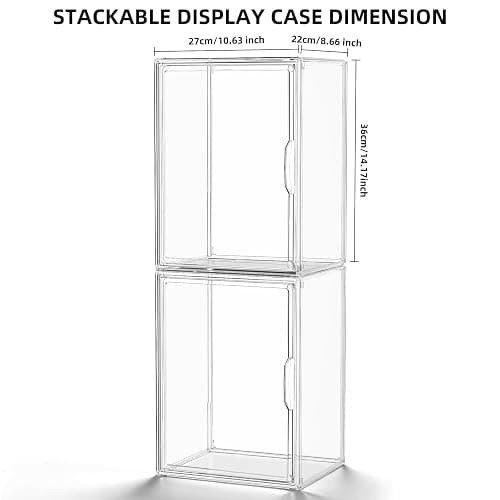MSHOMELY Clear Acrylic Display Case, Stackable Plastic Storage Bins with Lids, Large Display Box with Magnetic Lid Clear Storage Container Dustproof Showcase for Collectibles, Figures, 1 Pack thumbnail 3