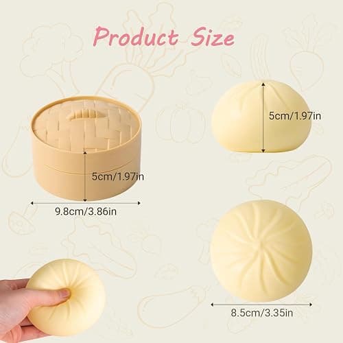 Dumpling Squishy, Mystery Squishy Dumpling Box, Fidget Toys Adults & Teens, Easter Basket Stuffers, Stocking Stuffers, Sensory Stress Ball Squeeze Toys for Stress Relief (White) thumbnail 4