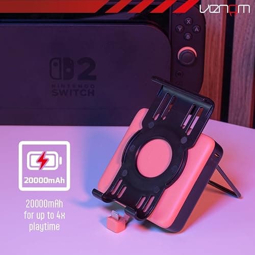 Venom Nintendo Switch 2 Power Bank & Stand | 20000mAh Portable Charger with Kickstand & LED Display | Clip-On Design thumbnail 2