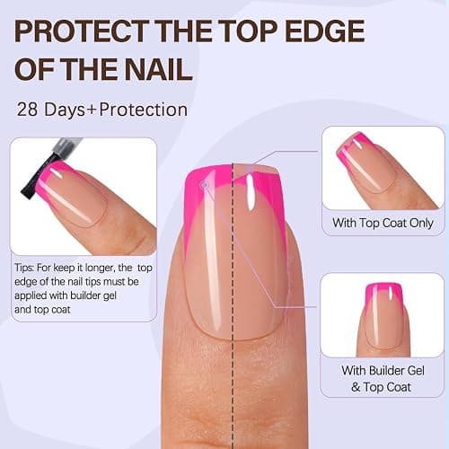 Misssix XBASICTIPS French Tip Press On Nails, 150 Pcs Short Square French Gel Nail Tips, Soft Gel Pre-shaped No File Need Fake Nails for Nail Art DIY Extension Designs, 15 Sizes thumbnail 4