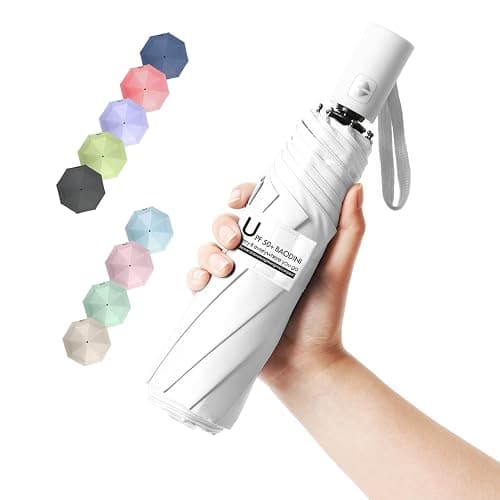 BAODINI Small UV Protection Travel Umbrella Compact for Rain and Sun UPF 50+ Windproof Portable 42 inch Umbrella for Women and Men - Image 1
