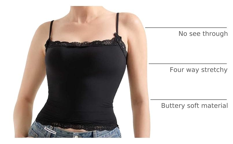 SUUKSESS Women Lace Double Lined Camisole Top Spaghetti Strap Going Out Tank Top thumbnail 4
