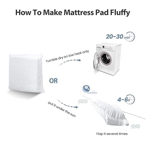 EASELAND Queen Size Mattress Pad Pillow Top Mattress Cover Quilted Fitted Mattress Protector Cotton Top Stretches up 8-21" Deep Pocket Cooling Mattress Topper (60x80 inch, White) thumbnail 8