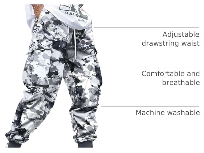 Men Techwear Cargo Joggers Flap Pocket Elastic Drawstring Waist Pants thumbnail 4