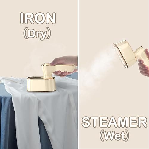 Travel Steamer Iron for Clothes Mini - Portable Ironing Machine Travel Small Size Portable Steamer Travel College Dorm Home Essentials (Beige) thumbnail 4