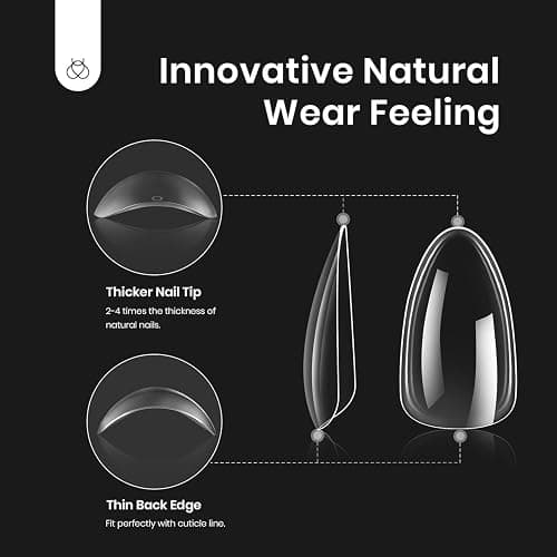 Beetles Gel Nail Kit, Short Almond Nail Tips Easy Extension Set 240 Pcs Pre Shaped Clear Full Cover Fake Nails Tips with 5 In 1 Nail Glue Uv Led Lamp DIY Manicure Gifts for Women thumbnail 6