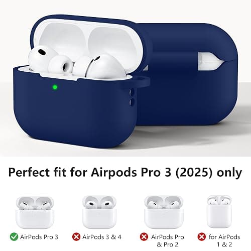 Lerobo for AirPods Pro 3 Case,Durable Soft Silicone Cover, Midnight Blue | with Keychain Accessories for Women Men,for Apple AirPods Pro 3rd Generation 2025,360° Protection,Scratch-Proof,LED visible thumbnail 4