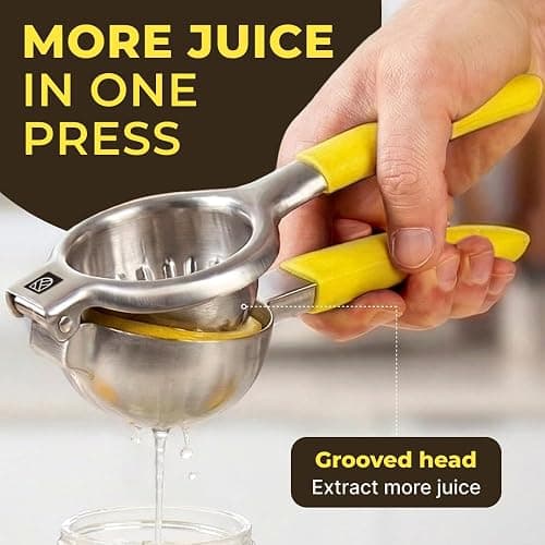 Stainless Steel Lemon Squeezer Press - No Seeds, Pro-Grade, Effortlessly Get Every Drop - Manual Non-Slip Grip Design - Lemon Lime Squeezer, Orange, and Citrus Fruit Hand Held Lemon Juicer Squeezer thumbnail 2
