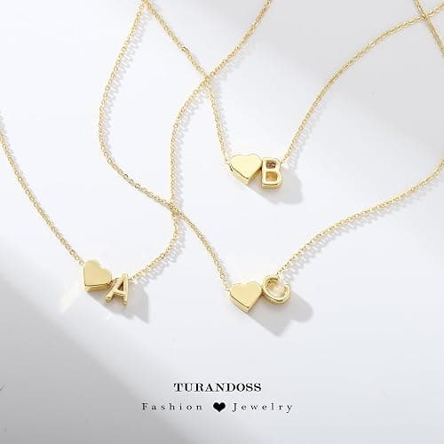 Turandoss Heart Initial Necklace for Women Teen Girls - 18K Gold Plated Letter A-Z Pendant Necklace Dainty Heart Necklaces Tiny Initial Necklaces Birthday Gifts for Women Jewelry thumbnail 6