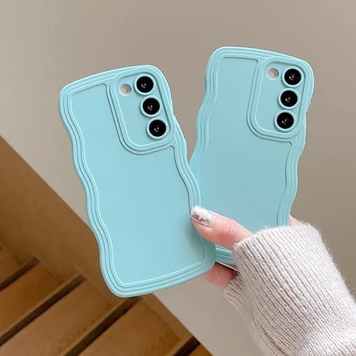 UEEBAI Wave Frame Silicon Case for Samsung Galaxy A15 4G/5G Phone Case, Cute Wave Frame Slim Fit Shockproof Phone Bumper Cover Soft Pretty Curly Girly Cover for Galaxy A15 4G/5G, Mint Green thumbnail 6