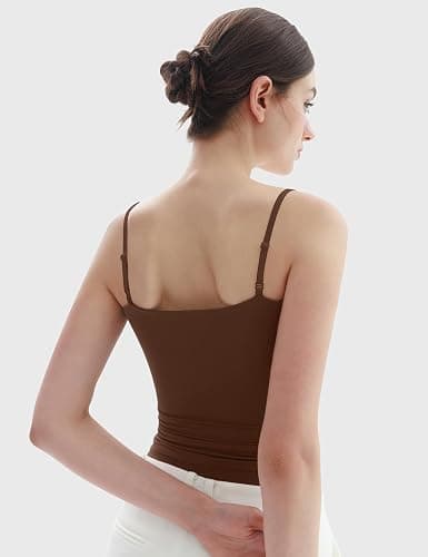 PUMIEY Women's Square Neck Tank Top Adjustable Spaghetti Straps Sleeveless Basic Tops Sharp Collection thumbnail 5