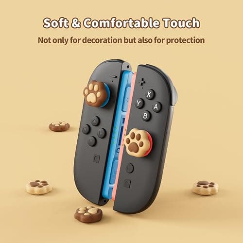 GeekShare Cat Paw Joystick Caps Compatible with Switch 2, Anti-Slip Silicone Thumb Grip Caps for Switch 2025, Milk Tea Brown, 4pcs thumbnail 4
