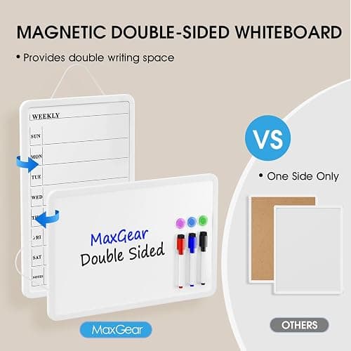 MaxGear Weekly Dry Erase Calendar Board, 11" x 17" Magnetic Whiteboard | Double-Sided Wall Planner: Weekly Calendar on One Side, Blank Whiteboard on The Other, Includes 3 Color Markers and Magnets thumbnail 2