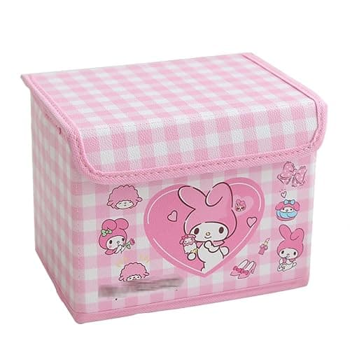 Saileg Kawaii Caretoon Fodable Stoage BIn, Cute Anime Collapsible Organizer basket Makeup Holder Office Desk Room Storage Bin (Pink Rabbit) - Image 1