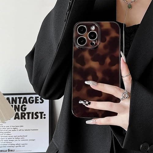 XQAGU Cute Phone Case for iPhone 16 Pro Max Case Amber Leopard Full Camera Protective Slim Shockproof Aesthetic-Brown Amber thumbnail 4