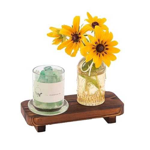 FLYIEE Wood Risers for Decor Display, Bathroom Counter Sink Decor, Dish Soap Tray Wood Tray for Kitchen Counter, Small Wooden Soap Stand, Wood Soap Pedestal, Soap Dispenser Stand Modern Farmhouse thumbnail 6