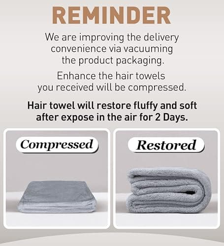 Hicober Microfiber Hair Towel Wrap, Fast Drying Hair Towels for Women, Soft Lightweight Quick Dry Turban for Curly & Long Hair–3 Pack(Blue/Grey/Pink) thumbnail 9