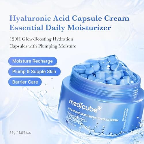 medicube Hyaluronic Acid Capsule Cream | 120H Long-Lasting Hydration, Barrier Care & Calming Daily Facial Moisturizer For All Skin Types | With Hyaluronic Acid, Panthenol & Ceramides | Korean Skincare thumbnail 2