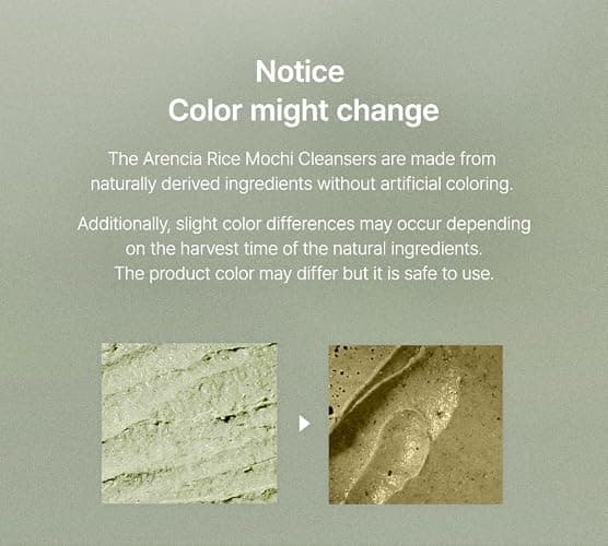 Arencia Korean Rice Mochi Face Cleanser - Face Mask, Foaming Cleanser, Gentle Scrub All in One - Deep Cleansing, Moisturizing, Pore Minimizing, Removing Blackhead- with Rice Water & Green Tea, Mugwort - 120 g (Pack of 1) - Green thumbnail 7