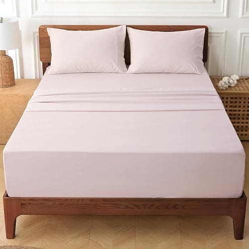 HYPREST Extra Deep Pocket Queen Sheet Sets Fits 18"-24" in Deep Mattress -100% Cotton Queen Sheet Set,Pink Hotel Luxury Soft Wrinkle Free Cooling Sheet Sets for Queen Bed Deep Pocket thumbnail 9