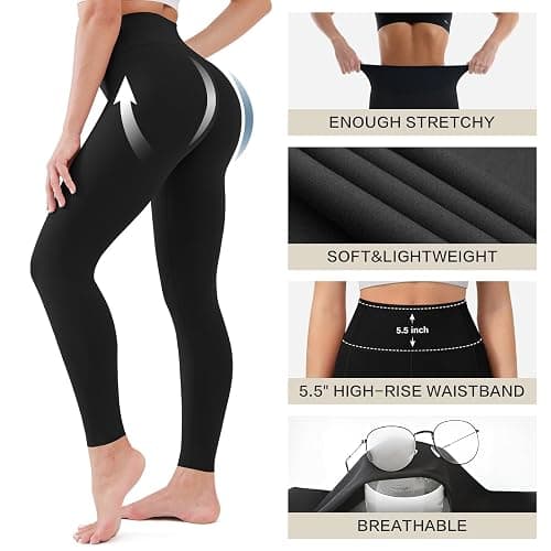 Blisset 3 Pack High Waisted Leggings for Women with Pockets Soft Active Tummy Control Pants for Yoga Running & Daily Wear thumbnail 7