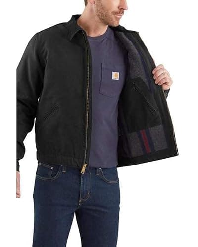 Carhartt mens Duck Detroit Jacket (Regular and Big & Tall Sizes) Work Utility Outerwear, Black, Large US thumbnail 3