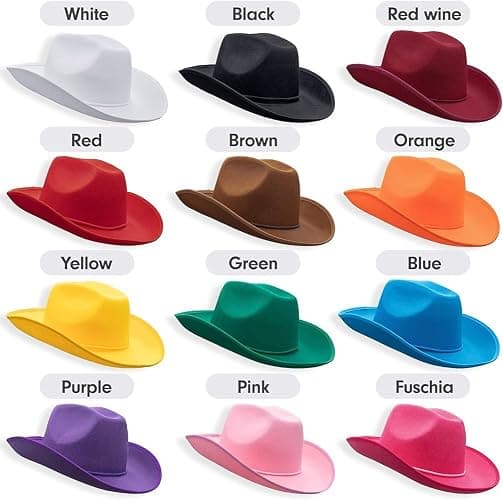 COLLECT PRESENT Plain Felt Cowboy & Cowgirl Hat for Men and Women | Western Studded Cowboy Hat in Adult Sizes thumbnail 8