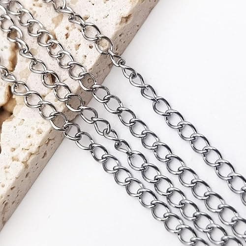 INSPIRELLE 30 Foot Stainless Steel Curb Chains 3mm Tarnish Resistant Extender Chain for Bracelet Necklace Jewelry Making thumbnail 4