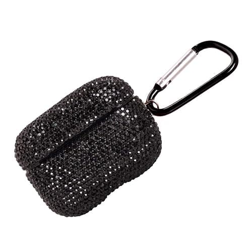 Sparkly Diamond AirPods Pro 1&2 Generation Case with Keychain, Shockproof Protective Premium Bling Rhinestone Cover Skin for AirPods Charging Case (PRO Black C3) thumbnail 4