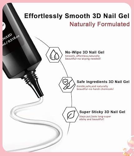 3D Nail Gel Art BISHENGYF - 15g Sculpting Gel Nail Glue with Gold White Chrome Nail Powder for Nail Art Non-Sticky Hand Hard Gel Carving Gel for Chrome Powder for Art Home DIY thumbnail 5