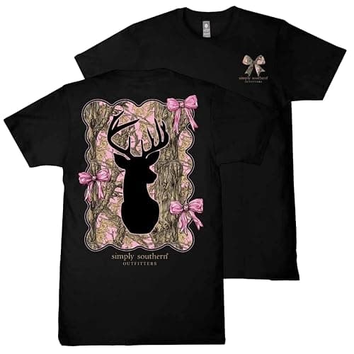 Simply Southern Camo Deer - Pink Bows - Adult T-Shirt - Image 1