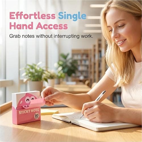 Glitter Transparent Sticky Notes, 2026 New Cartoon Pull Out Sticky Notes for Desk Office Supplies, Portable Square Sticky Memo Pads for School Students (A) thumbnail 5