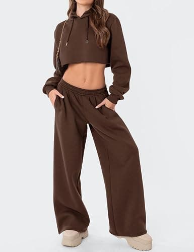 LOMON Wide Leg Sweatpants Women Fleece Sweat Pants Fall Clothes 2025 Teen Girl Baggy Jogger Sweatpant with Pockets thumbnail 3