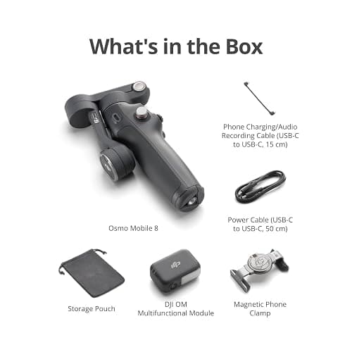 DJI Osmo Mobile 8 Advanced Tracking Combo Gimbal Stabilizer for Phone, AI Native Tracking with Audio & Lighting, 360° Pan Rotation, Built-in Extension Rod & Tripod, 10h Battery, Extension Rod thumbnail 9