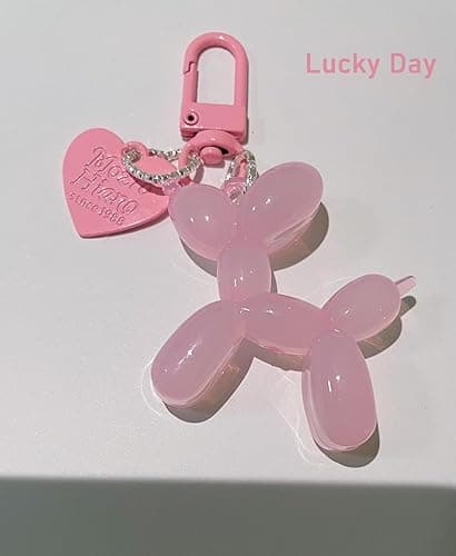 LAEKOU Jelly Balloon Dog Design Keychain for Women, Cute Girls Key Chain, Bag Charms Accessories for Car Purse Backpack - Light Pink thumbnail 6