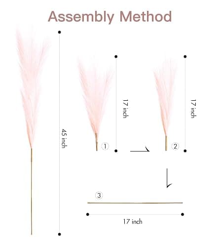 MUUNC 9 Pcs 45" Tall Pampas Grass Pink Decor, Long Stem Artificial Flower Floor Vase Large Faux Floral Pompas Fake Plants Dried Bouquet Arrangement Vase Filler for Boho Home Wedding Decoration thumbnail 2