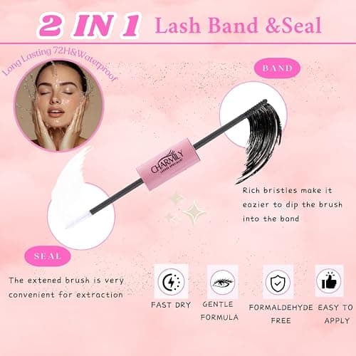 Charmily DIY Lash Clusters Kit – 280pcs Volume Lashes clusters, D Curl Soft Wispy Lash extension kit 40D+50D Mix 9-16mm Eyelash Cluter Glue Bond Seal & Remover and tweezers, Easy At-Home Application thumbnail 5