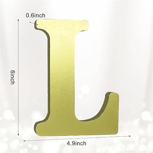 AOCEAN 6 Inch Golden Wood Letters Unfinished Wooden Letters for Wall Decor Decorative Standing Letters Slices Sign Board for Crafts Christmas Decoration Home Party Projects (L) thumbnail 2