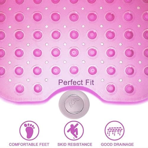 TreeBud Bathtub Mats for Shower Tub Non-Slip Bath Mat 39 x 16 Inch Extra Long Shower Mat, Bath Tub Mat for Bathroom with Machine Washable, BPA Free for Kids (Clear Hot Pink) thumbnail 5