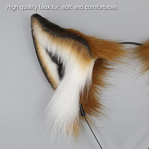 ILUFAM Faux Fur Wolf Fox Ears Headband Furry Animal Ears Hair Hoop Cosplay Headwear Halloween Christmas Party Headpiece thumbnail 4