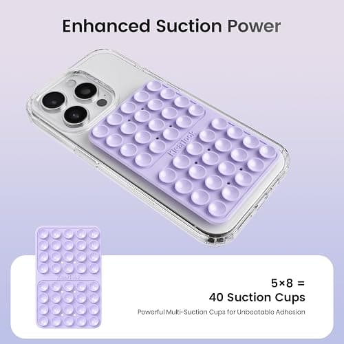 Klearlook Silicone Suction Cup Phone Case Mount Double Sided, Silicon Sticky Phone Grip with Higher Suction for Cell Phone, Hands-Free Phone Accessories Holder for Selfies and Videos, Lavender thumbnail 3