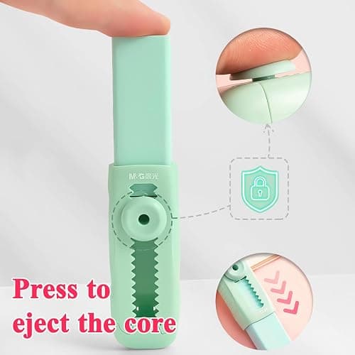 M&G 4+1 Pack Rubber Erasers Sliding Retractable Eraser, Soft Cute Erasers Push Pull Large Pencil Eraser with Plastic Sleeve 4 Refill Eraser for Students Kids, School Office Home Supplies (Green) thumbnail 5