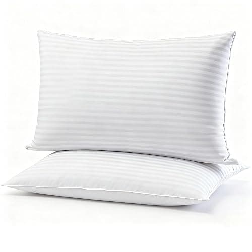 Gooeb Flat Ultra Thin Bed Pillows Standard Size Pillow Set of 2 Extra Soft Down Alternative for Stomach Back Sleeper Hotel Collection 20x26inches - Image 1